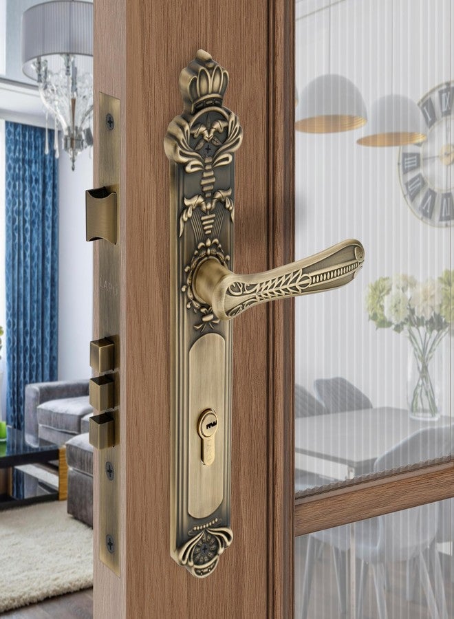 LAPO قفل باب نقر فاخر من الزنك من لابو - طقم قفل شديد التحمل مع جسم القفل والأسطوانة، مفتاح أحادي الجانب، 3 مفاتيح مرفقة، مثالي للباب الرئيسي وغرفة النوم وغرفة المعيشة، تشطيب عتيق، ضمان 3 سنوات - Image 1